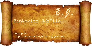 Benkovits Júlia névjegykártya
