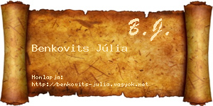 Benkovits Júlia névjegykártya